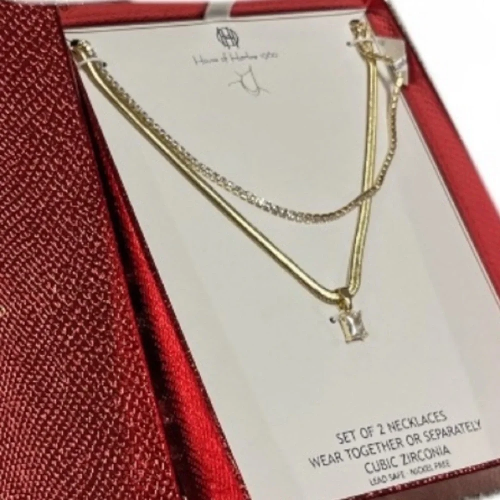 NWT ⚜️💎⚜️ House of Harlow 1960 Gorgeous Set of 2 Necklaces with Cubic Zirconia